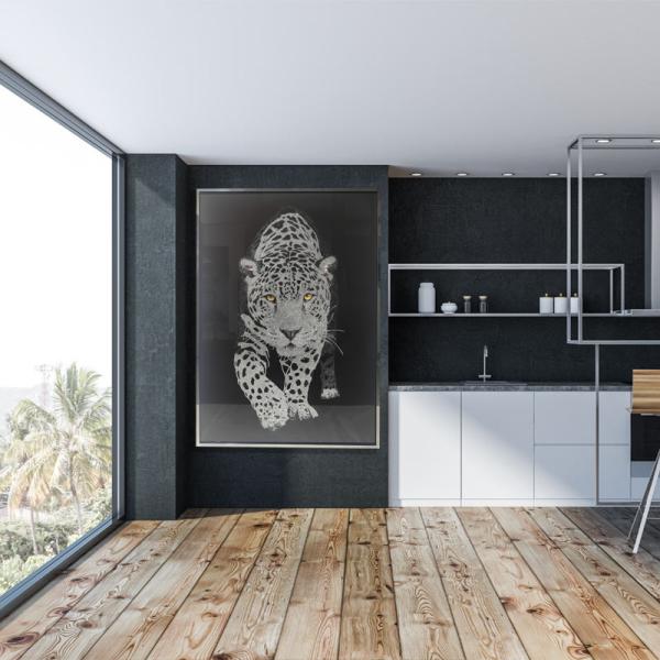 Modern Animal Leopard Wall Painting Crystal Porcelain Wall Art Custom Designs