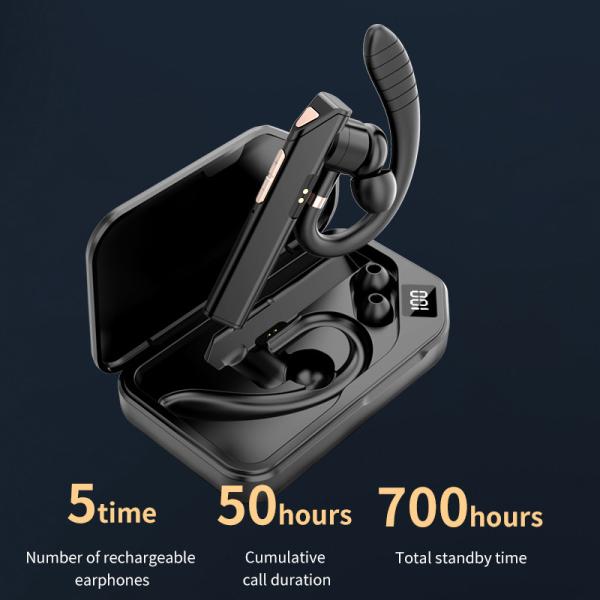 TWS Business Single Earphone Voice Control Car Driving Office Running Ear Hook Wireless Headset