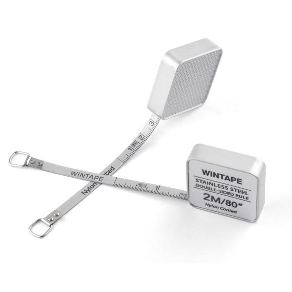 Wintape 2M/80inches Нержавеющая сталь квадратная двусторонняя рулевая тяжелая нагрузка нейлон покрытый серебром металлическая лента мера