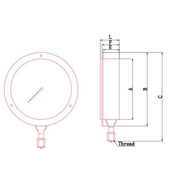 0 To 1600Bar Stainless Steel Liquid Filled Pressure Gauge Shockproof Silicone Filled Pressur