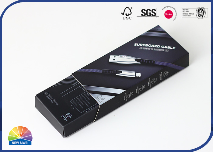 Выбивая складчатость кабеля USB сползая коробку бумаги штемпелюя УЛЬТРАФИОЛЕТОВОЕ покрытие
