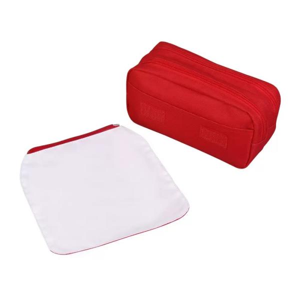 Sac cosmétique personnalisé en polyester imprimable en blanc sac crayon en sublimation