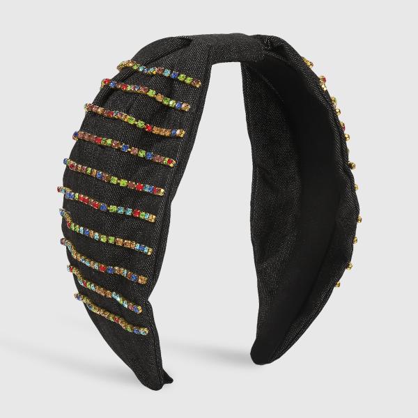 Denim hair hoops wide fabric headbands Creative color diamond-encrusted wide edge hoops hair accessories