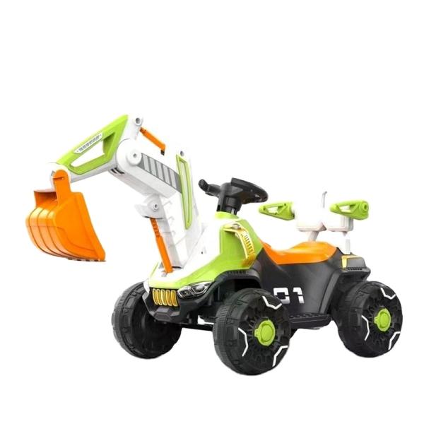 Светодиодные фары и динамическая музыка Вождение на строительном грузовике для детей в оранжевом