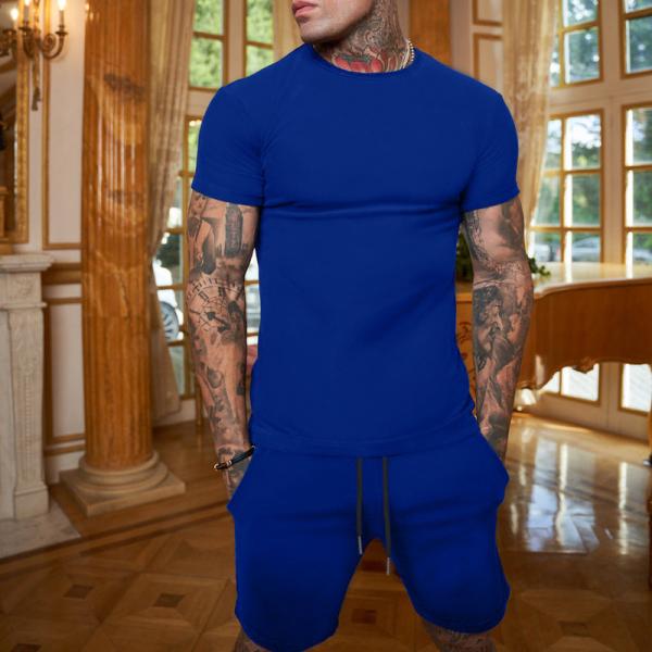 Custom Logo Plus Size Tracksuit for Men Stretchable 2 Piece Outerwear Jogger Suit Short Sets