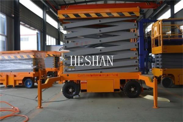 10M Single Person Mobile Scissor Lift Electric Hydraulic 500kg Load Capacity