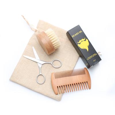 Natural Hard Boar Bristle Madeira Pincel Set para Homens Kit de Cuidados de Cabelos