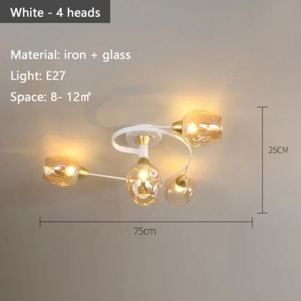 Nordic Glass Ceiling Light Grey Pendant Lamp for Living Room Bedroom Modern Indoor Hanging （WH-AP-681）