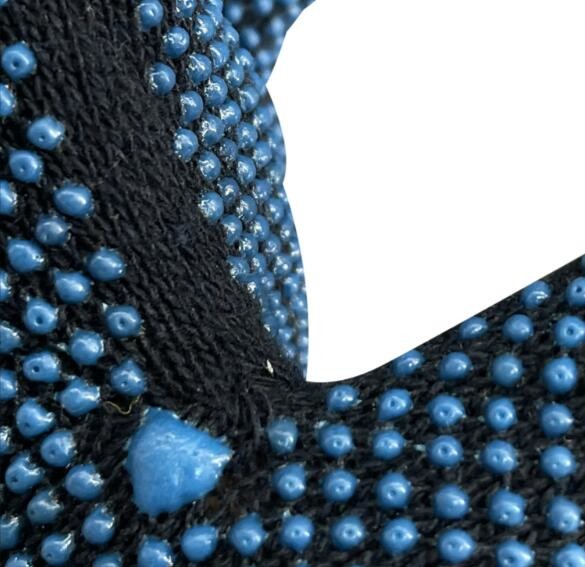 Blue Cotton Liner Gloves Double Side PVC Dot Knit Gloves Size 9 Size 10