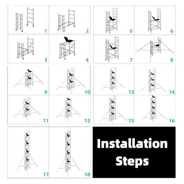 Heavy Duty Powder Coated Movable Scaffolding with Caster Wheels for Construction
