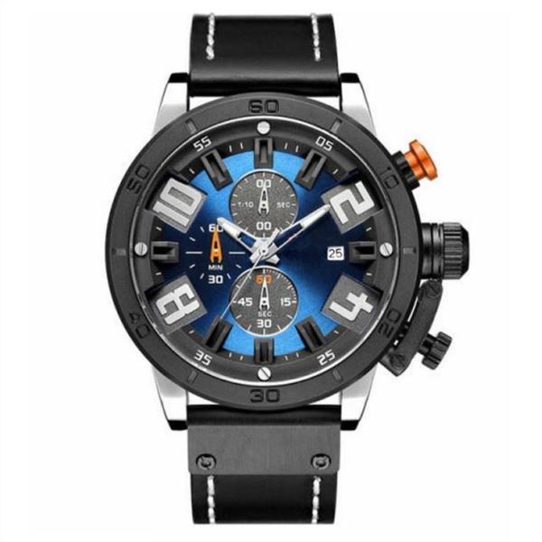 Mens Leather Strap Versatile Watches Pin Buckle Alloy Case Chronos Sport Watch