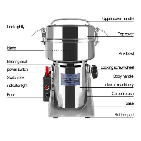 2000W Corn Grain Grinder Electric Medicinal Herb Grinder 1000g Capacity