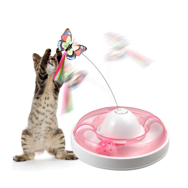 Электрические вращая игрушки любимца кота с шариком сбрасывая буря игрушку кота бабочки собственной личности Hey