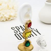 Ouro de pedra colorido Chunky Hoop Earrings dos brincos do ouro das mulheres do OEM