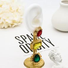 Ouro de pedra colorido Chunky Hoop Earrings dos brincos do ouro das mulheres do