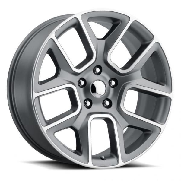 Grey Dodge RAM 1500 Chevrolet Replica Wheels 22 Inch 5 Lug 2684 5x5.5