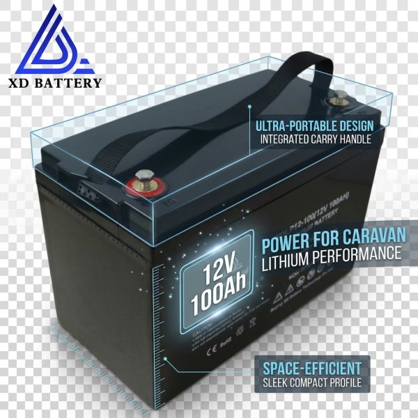 12V 100AH Slim LiFePO4 Deep Cycle Caravan Battery Compact Underseat Fitment for Motorhome RV Space Saving