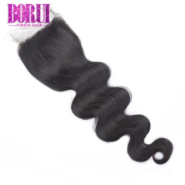 Brazilian Body Wave Human Hair Lace Closure Length 8-24'' Environmentally Friendly