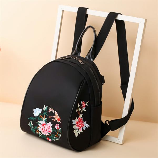 Nylon Embroidery Double Shoulder Bag Female Korean Version of The New Fashion Oxford Cloth Tourism shoulder bag backpack