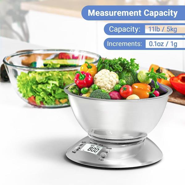 Usos para el hogar Escala de gran capacidad Personalización Alimentos electrónicos Peso 5 kg Pantalla digital Pesas de alimentos
