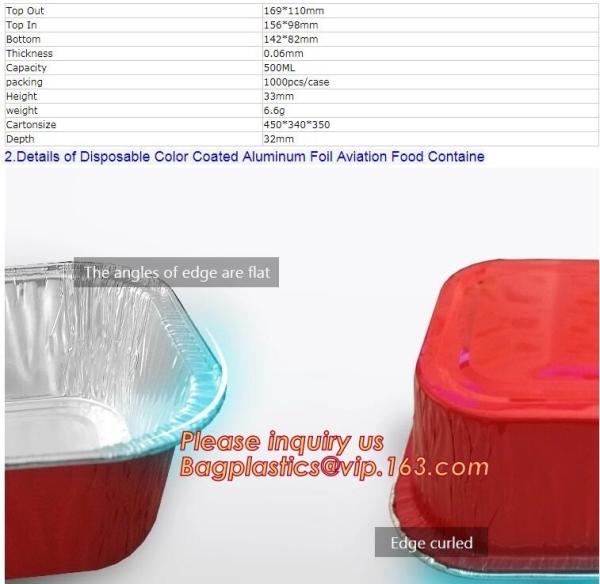 Aireline Rectangle Shaped, Disposable Aluminum Foil Pan, Take-Out Food Containers, Foil Cake Cup