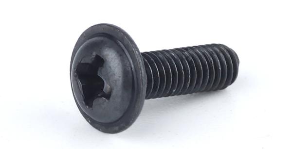 Black Oxide Alloy Steel Phillips Screw With Washer , Flanged Round Head Screws