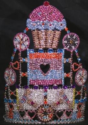 Candy tiaras and crowns rhinestone cake crystal crowns custom pageant crowns and tiaras supplier manufactuer pai crown