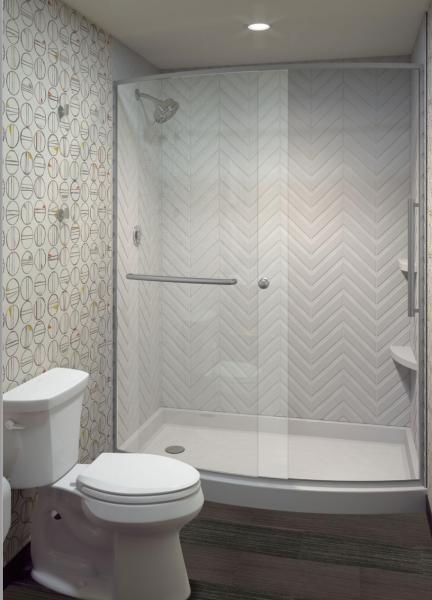 Light Texture Cultured Marble Shower Walls With Back Panels Scratch Resistent