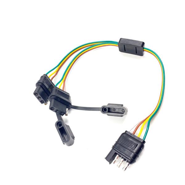 Настраиваемая длина 4 булавки плоский Y-разделитель прицепа кабель мужчина к женщине проволока расширение