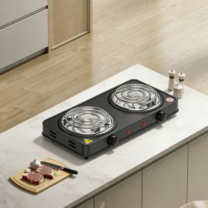 Portable Hot Plate Electric Cooking Stove Wholesale Black 2 Burner Household Appliance Temperature Control