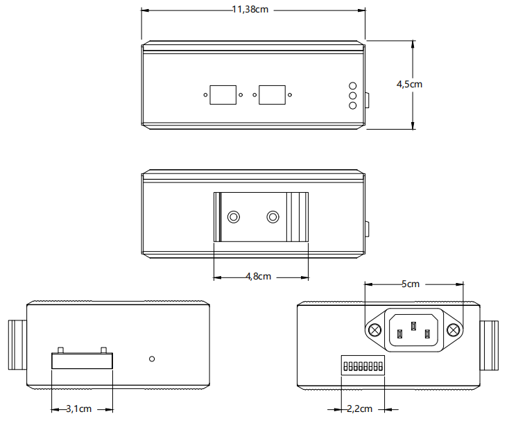 Dual-Power Fiber Bypass Switch Module With DIP Smart Delay Feature AC/DC Input DIN Rail