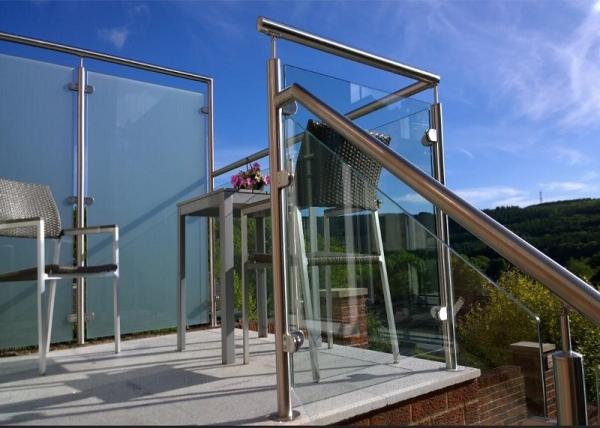 Balcony Apartment Design Stainless Steel Glass Railing Balustrdae Brushed / Mirror