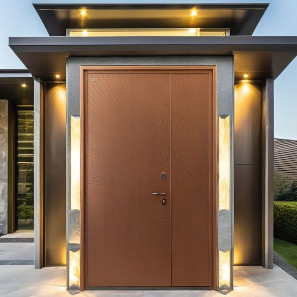 Villa Steel Security Door Finished Surface Modern Main Entry Door Custom Color