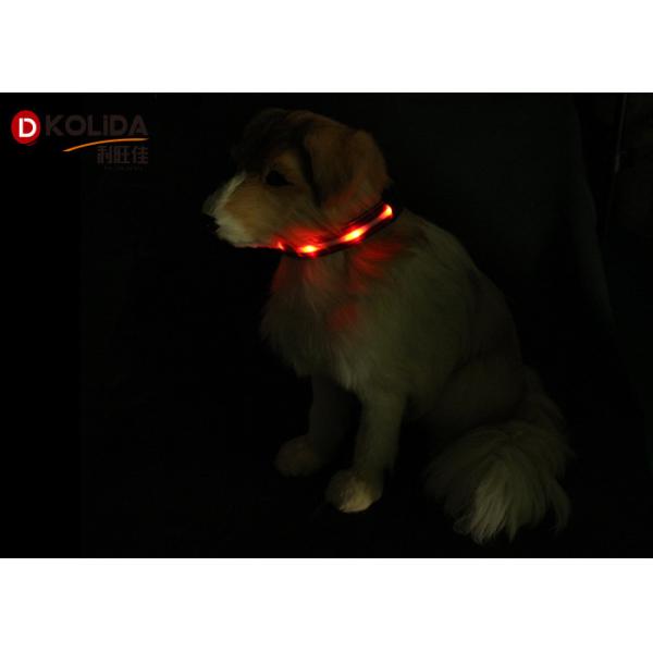 Red / Blue / Green Eco - Friendly Nylon Flashing Pet Collar For Doggie
