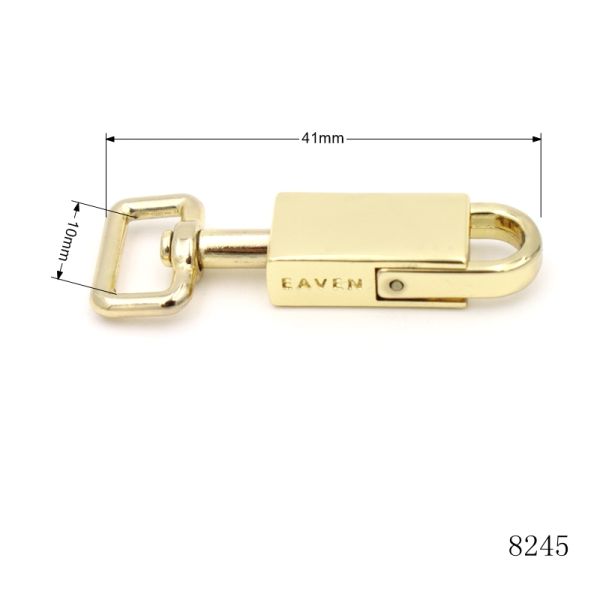 Unique Bag Swivel Snap Hook Design Gold Custom Engrave Logo Flat Clasp For 10mm Bag Strap