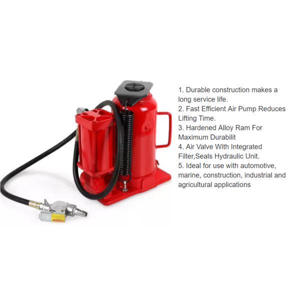 Red 32 Ton Ram Saddle Air Operated Bottle Jack Steel Material