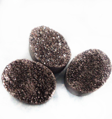 Coffee Oval Druzy Agate Stone Jewellery 20 * 30 Mm Charm Pendants OEM