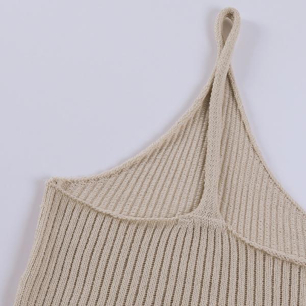 Short Style Wool Weave Oblique Shoulder Back Heart Blouse T Shirt Woman