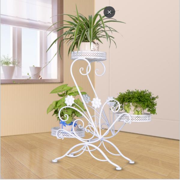 Anti Rust Wrought Iron 2.2KG 3 Tier Flower Pot Stand