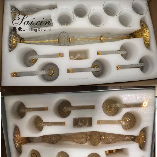 Nouveau design décoration de mariage de luxe porte-bougies haut chandelier de cristal de champagne