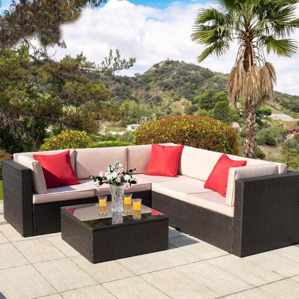 Courtyard Rattan Garden Sofa Set Customized Wicker Outdoor Couch