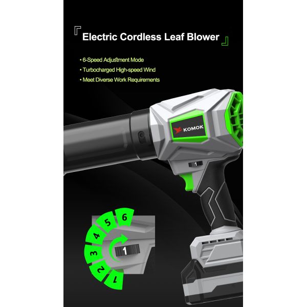 Electric Leaf Blower with 2 x 3.0Ah Battery and Charger, 6-Speed Control Cordless Portable Dust Cleaner Handheld Blowers 68mm Outlet for Patio Cleaning, Lawn Care, Leaves, Dust