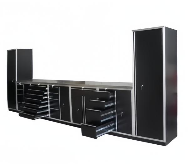 Set de armazenamento de armários industriais de garagem com banco de trabalho de armazenamento de metal OEM ODM aceitável