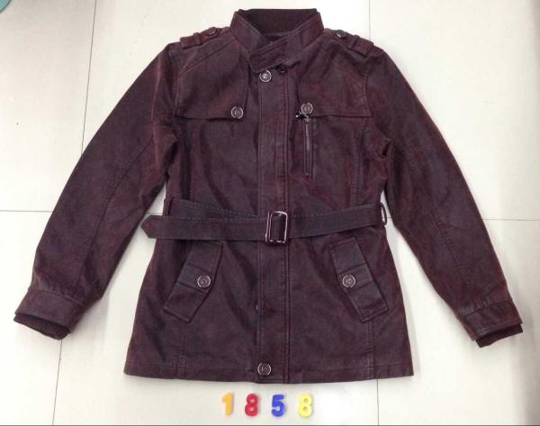1858 Men's pu fashion long jacket coat stock