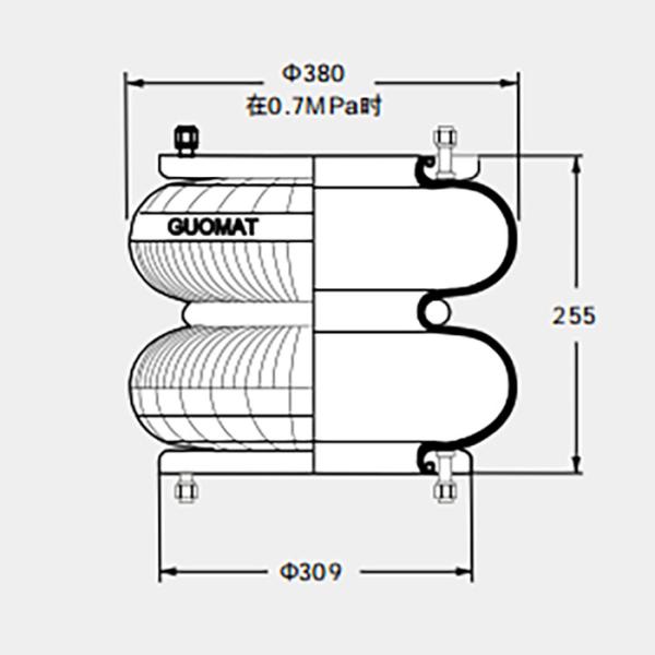 Industrial Suspension Air Springs 2H350255 Rubber Air Spring Shocks Double Convoluted 14pcs M10 Bolts