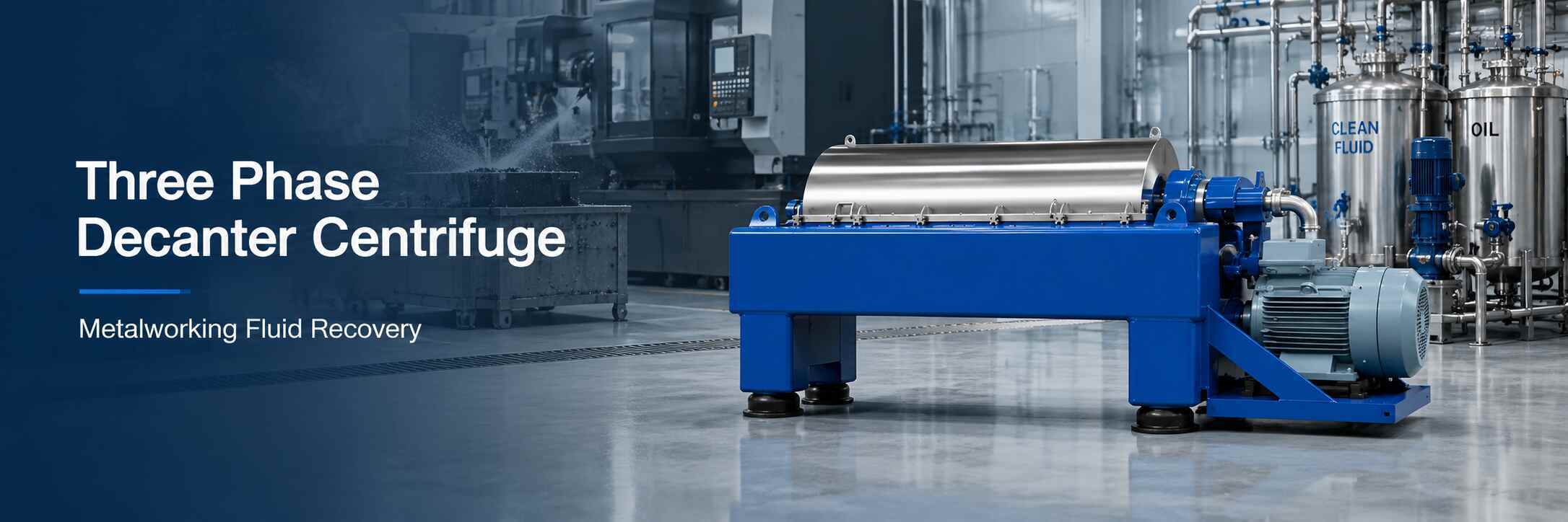 Three Phase Decanter Centrifuge for Metalworking Fluid Recovery
