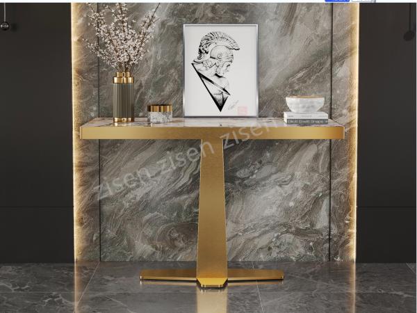ElegaCross Insert Ceramic Marble Console Table With Sophistication
