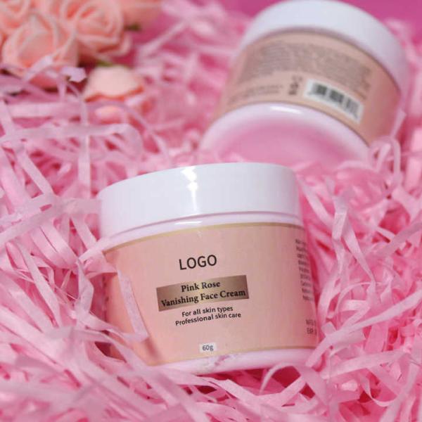 Cuidado de la piel coreano personalizado humectante facial de marca privada rosa aclarador natural orgánico blanqueador facial crema rosa