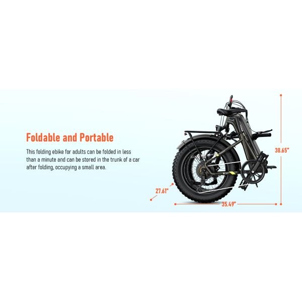 For TST 750w Full Suspension Electric Bicycle 48V 15Ah Integrated Battery All Terrain Fat Tire Folding Ebike