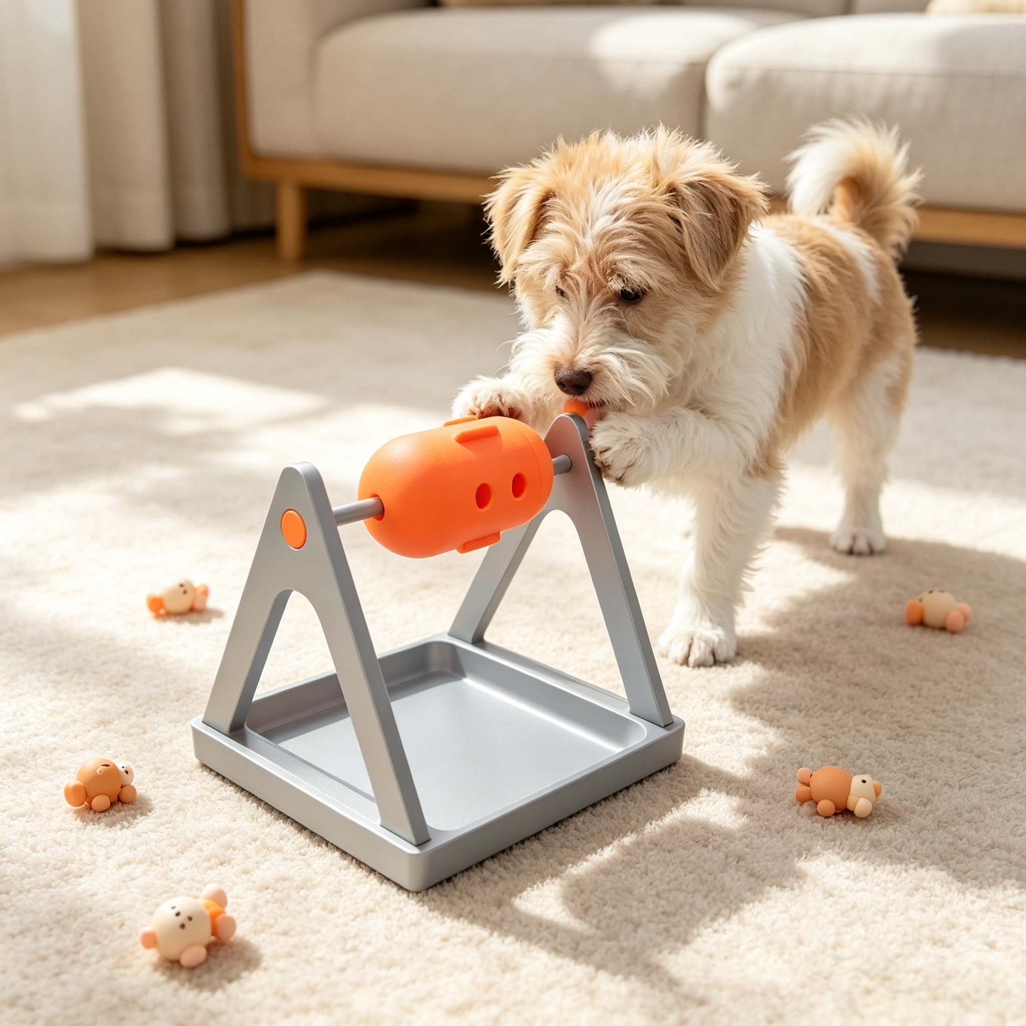 Smooth Layered Craft 3D Printed Pet Accessories with Detachable Orange Roller for Small Canine Training